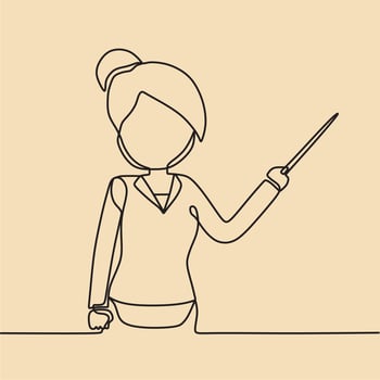 continuous line drawing on teacher vector