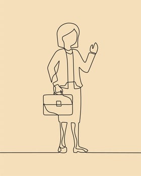 continuous line drawing on teacher vector