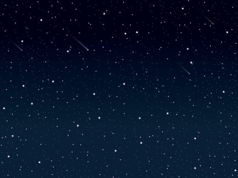 Starry night sky background with meteors vector illustration