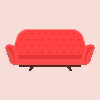 Red leather luxury sofa for modern living room. vector