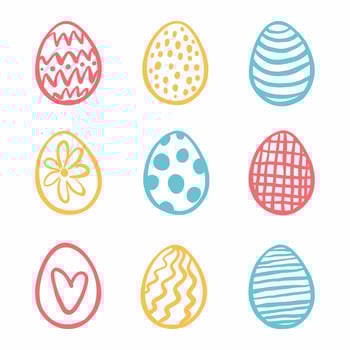Multicolored Easter eggs, hand-drawn vector