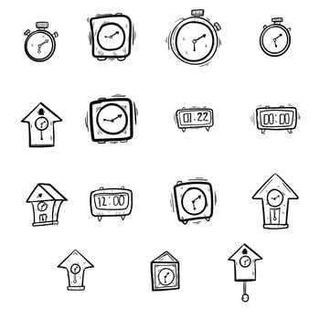 clock wall doodle art vector
