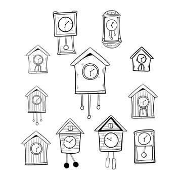 clock wall doodle art vector