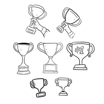 Trophy doodle art hand drawing vector