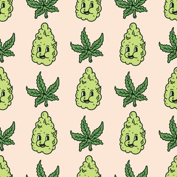 weed and cannabis leaf seamless pattern vector