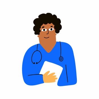 Cute hand-drawn doctor. Children's doodles vector