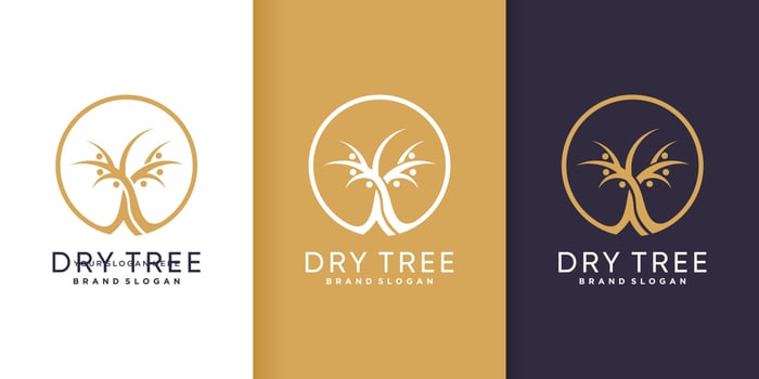Dry tree logo with creative abstract concept Premium Vector