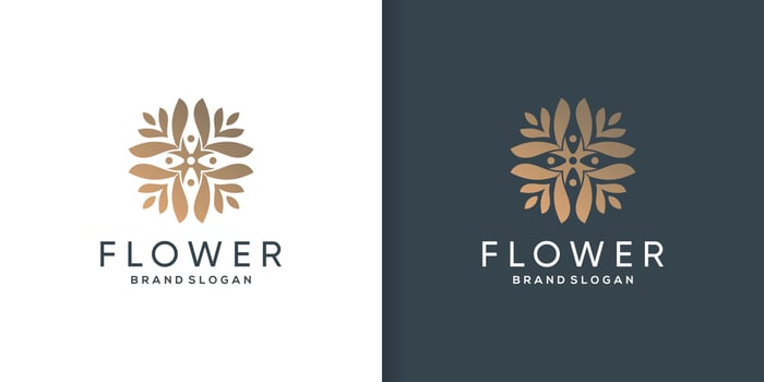 Abstract flower logo with creative unique concept Premium Vector