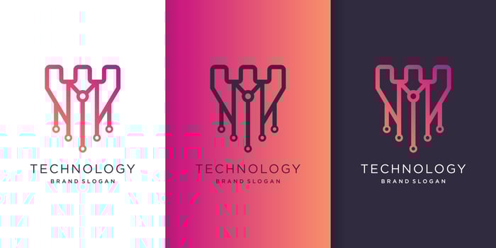 Abstract tech logo template with unique style Premium Vector