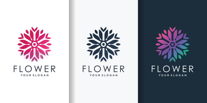 Flower logo template with creative gradient style vector