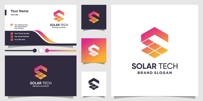 Solar tech logo template with creative concept Premium Vector
