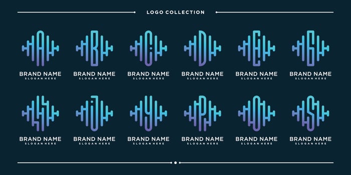 Monogram creative letter pulse logo design template vector