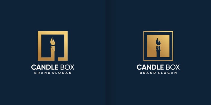 Candle logo inside box template Premium Vector