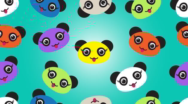 Vector seamless pattern with cute cartoon pandas