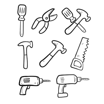 home tool doodle art vector