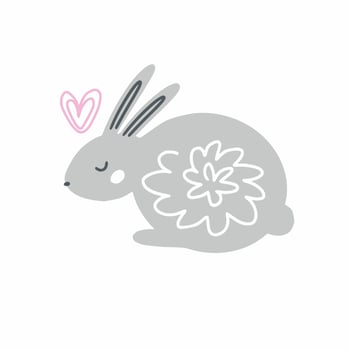 Cute Easter bunny, baby doodle vector