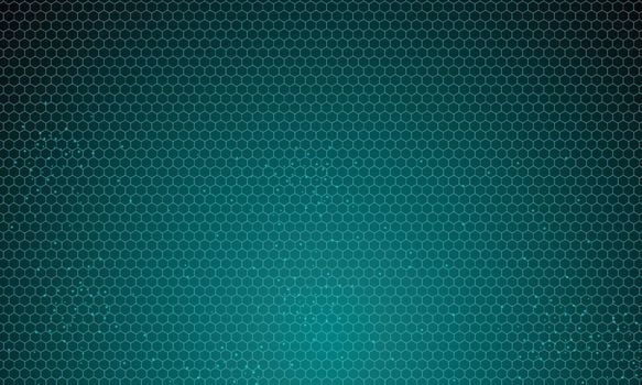 Abstract green hexagon pattern background with particles technology futuristic. vector