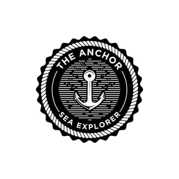 Marine retro emblems logo with anchor and rope vector