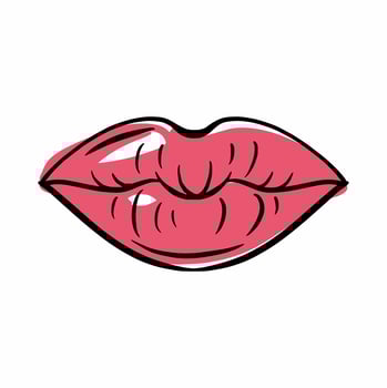Women's lips painted with lipstick, hand drawing vector