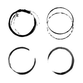 Coffee cup circle black vector stains. Round ring grunge stain