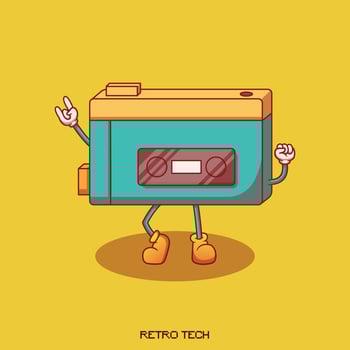 funny tape casette player illustration vector