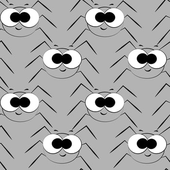 Seamless vector pattern with outline cute gray spider