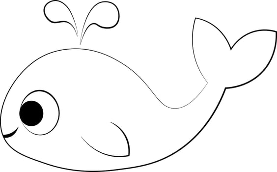 Cute cartoon Whale. Draw illustration in color vector