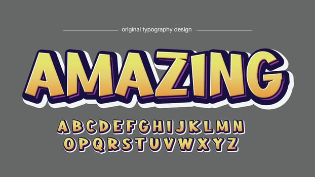 yellow 3d cartoon display typography vector