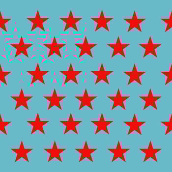 Repeat red star on blue background. vector