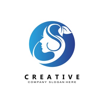 simple woman spa salon beauty icon vector logo