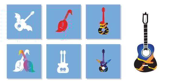 simple cool music guitar vector icon logo