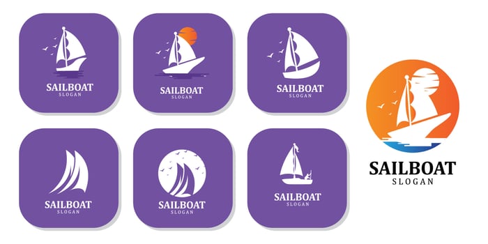 Vector Icon Logo Sea transport speedboat, retro vintage illustration