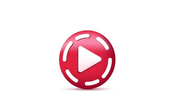 vector play red design icon shape symbol 3d rendering isolated on