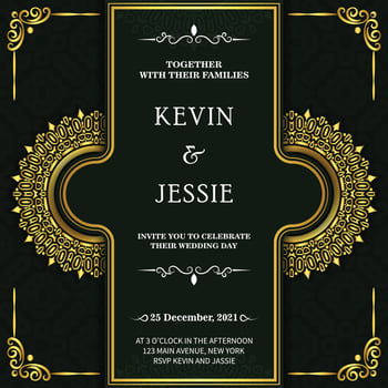 Elegant mandala wedding invitation card template design vector