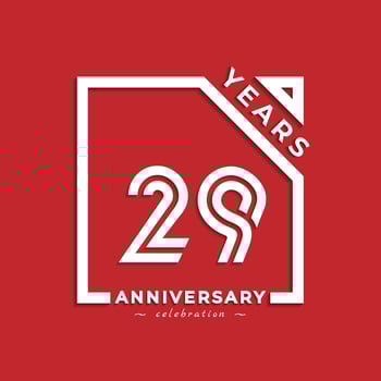 29 Year Anniversary Celebration Logotype Style Design with Linked Number in Square Isolated on Red Background. Happy Anniversary Greeting Celebrates Event Design Illustration vector