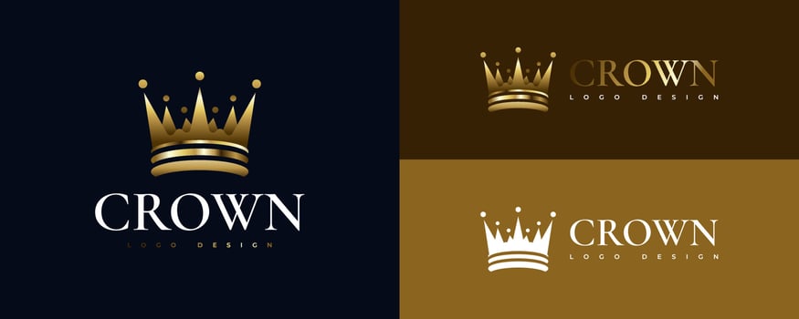 Luxury Golden Crown Logo Design. Royal King or Queen Crown Logo or Icon. Elegant Diadem Vector Illustration