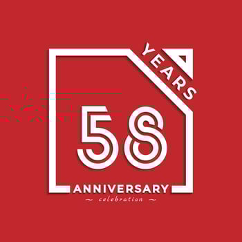 58 Year Anniversary Celebration Logotype Style Design with Linked Number in Square Isolated on Red Background. Happy Anniversary Greeting Celebrates Event Design Illustration vector