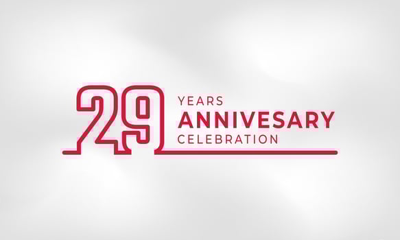 29 Year Anniversary Celebration Linked Logotype Outline Number Red Color for Celebration Event, Wedding, Greeting card, and Invitation Isolated on White Texture Background vector