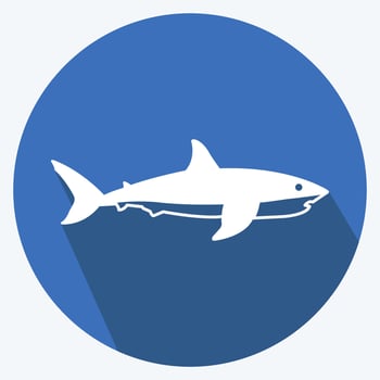 Icon Shark. suitable for animal symbol. long shadow style. simple design editable. design template vector. simple symbol illustration vector