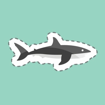 Sticker line cut Shark. suitable for animal symbol. simple design editable. design template vector. simple symbol illustration vector