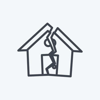 Icon Earthquake Hitting House. suitable for disasters symbol. line style. simple design editable. design template vector. simple symbol illustration vector