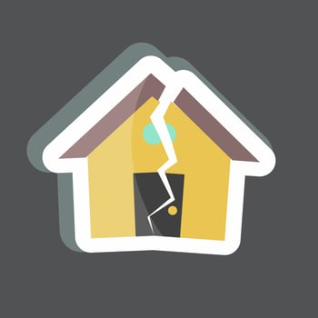 Sticker Earthquake Hitting House. suitable for disasters symbol. color mate style. simple design editable. design template vector. simple symbol illustration vector