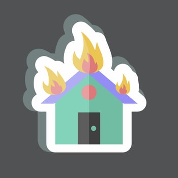 Sticker House on Fire. suitable for disasters symbol. color mate style. simple design editable. design template vector. simple symbol illustration vector