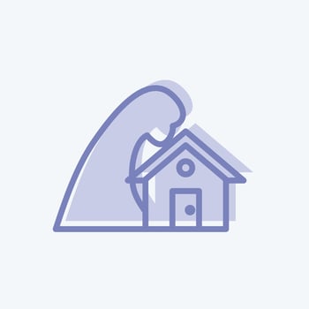 Icon Storm Hitting House. suitable for disasters symbol. vector