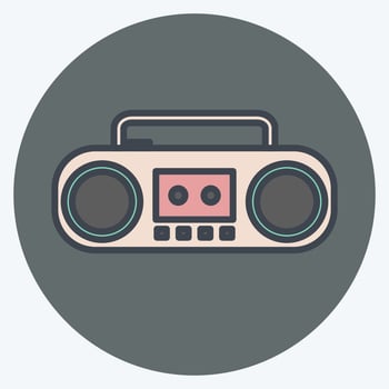 Icon Casette Player. suitable for music symbol. color mate style. simple design editable. design template vector. simple symbol illustration vector