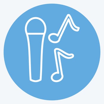 Icon Singing on Mic. suitable for music symbol. blue eyes style. simple design editable. design template vector. simple symbol illustration vector