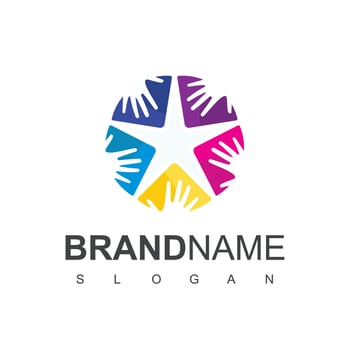 Star Hand Logo,Teamwork, Society And Kid Play Ground Symbol vector