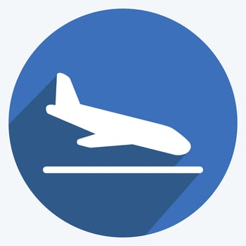 Icon Flight Land. suitable for Infographics symbol. long shadow style. simple design editable. design template vector. simple symbol illustration vector