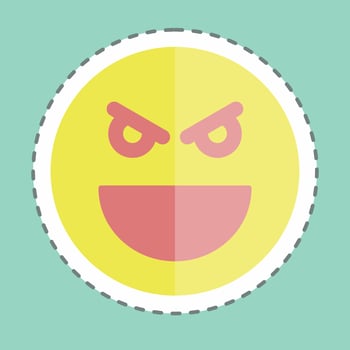Sticker line cut Emoticon Evil. suitable for Emoticon symbol. simple design editable. design template vector. simple symbol illustration vector