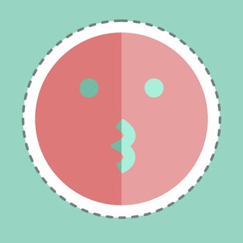 Sticker line cut Emoticon Kissing. suitable for Emoticon symbol vector